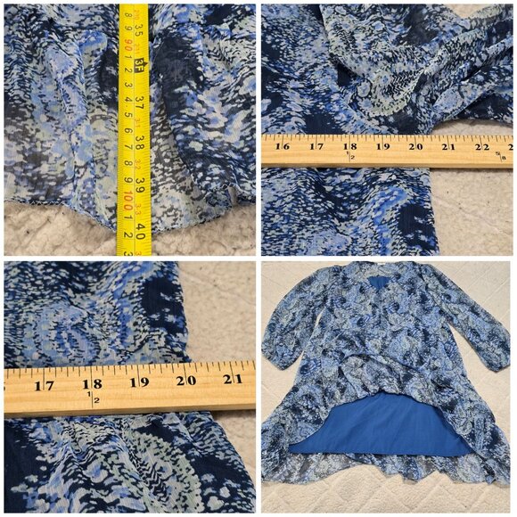 Joie Womens Blue Paisley Long Sleeve Ruffle‎ Hem Dress XXL 100% Polyester - Picture 10 of 10
